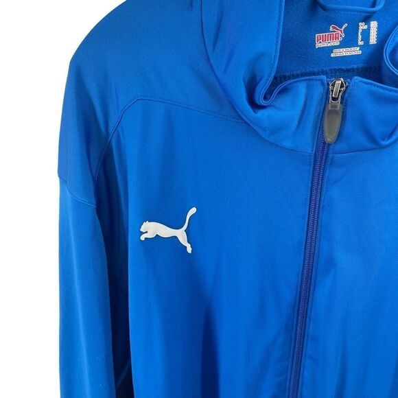 Puma Mens Liga Training Jacket Full Zip Active Adjustable Hem Logo Blue Size XXL - Picture 2 of 12